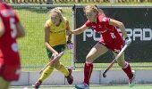 SA midfielder Shelley Russell takes on the Belgium defenders at Hartleyvale in Cape Town earlier this year.