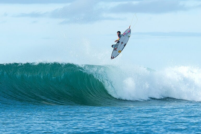 Caption: Reigning WSL Champion Gabriel Medina (BRA) posted the highest two-wave heat total of the competition in Round 3 today, a near perfect 19.07.